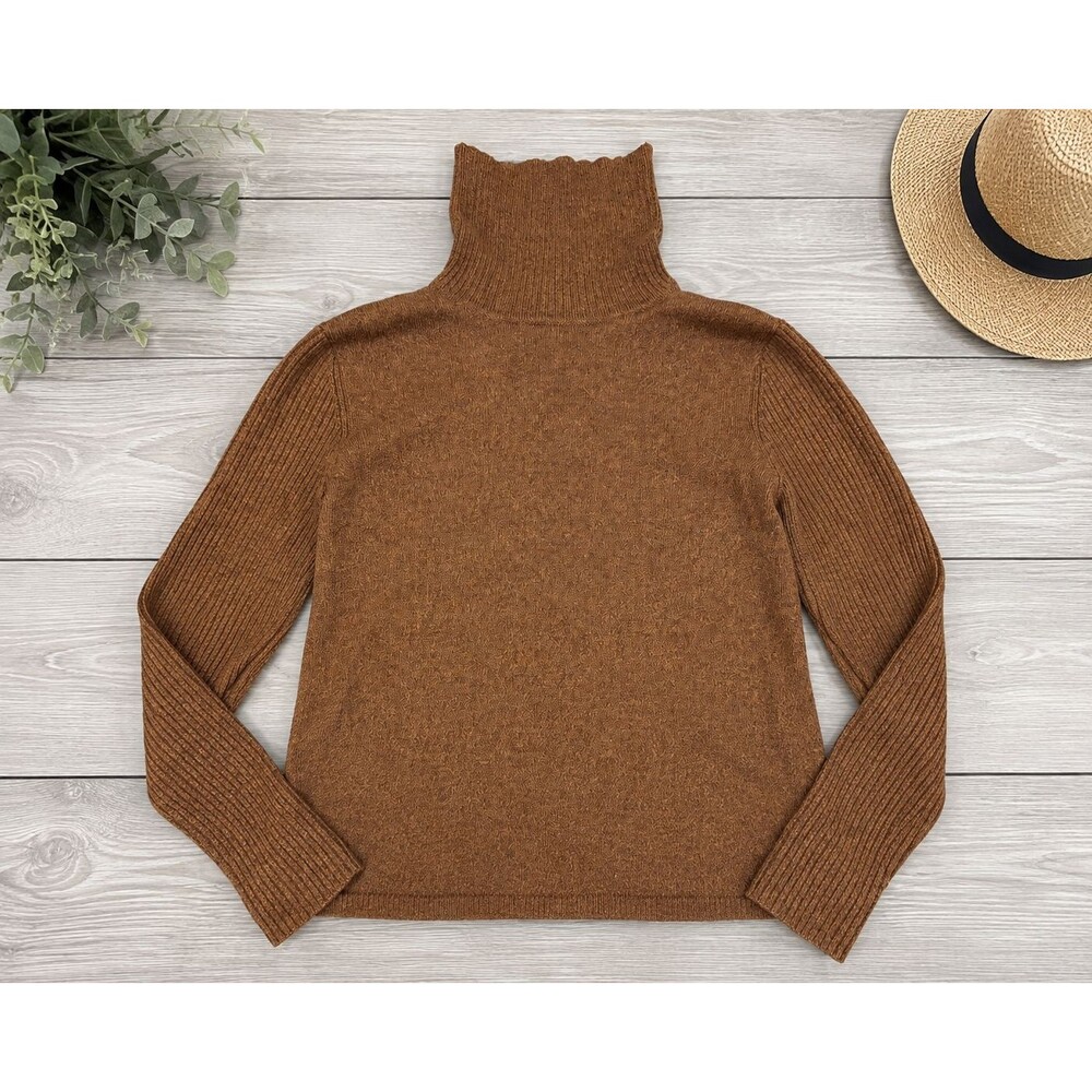 Country Shop Extrafine Merino Wool Turtleneck Sweater L Brown Italian Yarn